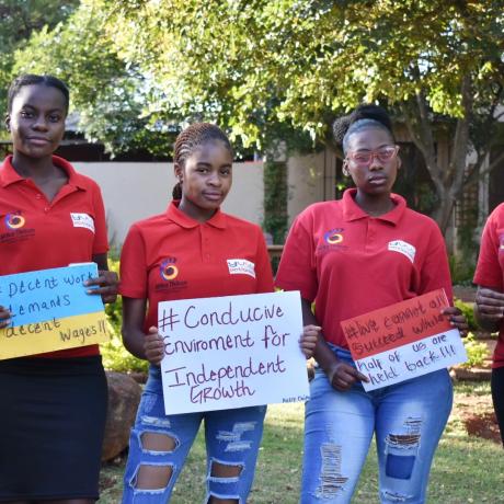 Young women in South Africa demanding for decent work